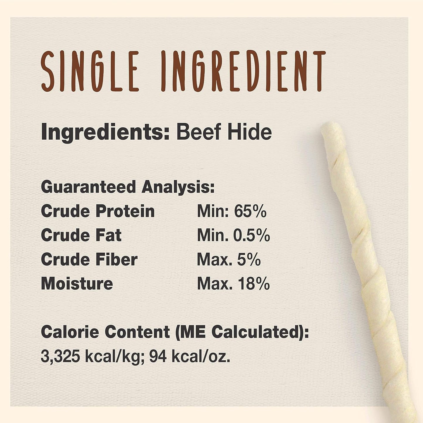 Cadet Beef Hide Rawhide Twists 5-Inch Dog Chews 100 Count