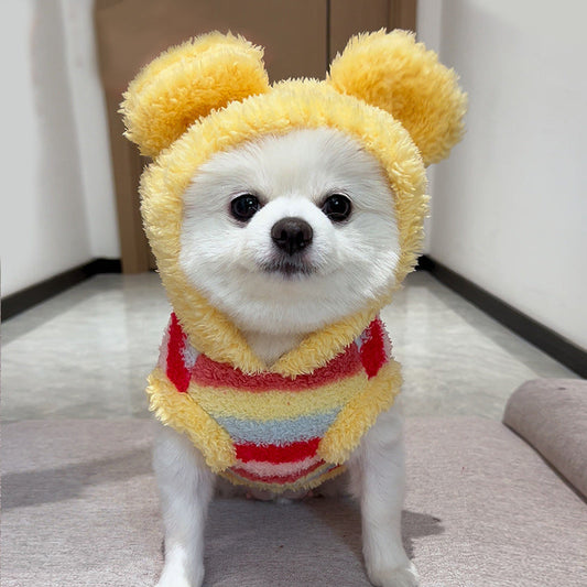 Rompi Termal dengan Lapisan Bulu Warna Pelangi Pakaian Anjing