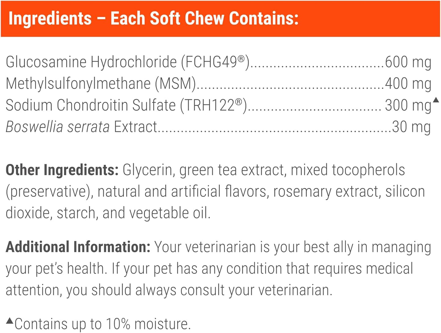 Nutramax Cosequin DS Plus MSM Professional Line Dog Soft Chews 60ct Joint Support