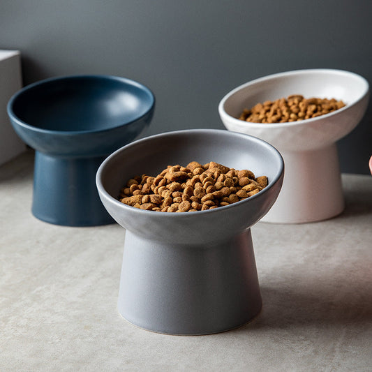 Oblique Mouth High Foot Candy Color Cat Bowl