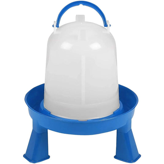 Miller Double-Tuf Poultry Waterer with Legs 1.5 Quart Impact-Resistant Plastic Blue/White