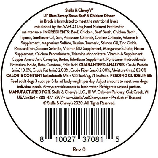 Stella & Chewy’s Lil Bites Stew Beef & Chicken Dog Food (2.7oz)