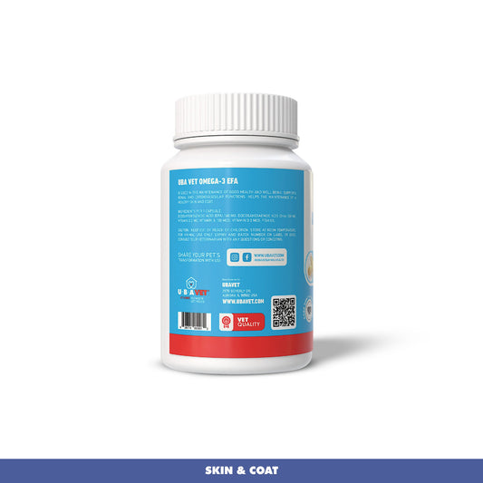 UBAVET Kapsul Omega-3 1000 mg – Dukungan Kesehatan Kulit, Bulu, & Umum untuk Anjing & Kucing (120 butir)