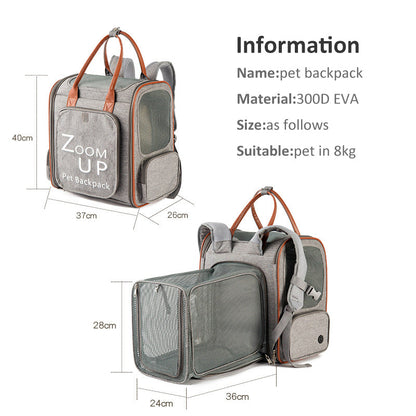 Large Capacity Oxford Cloth And PU Expandable Pet Bag