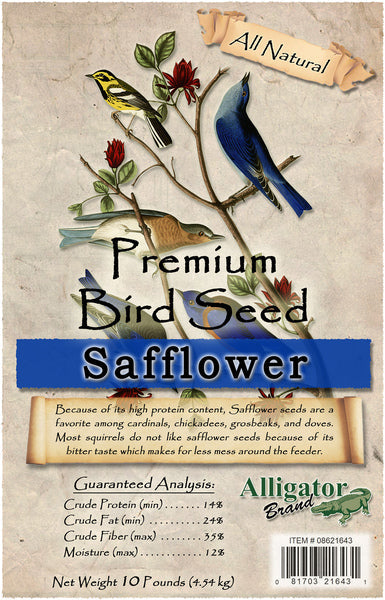 Pakan Burung Liar Alligator Safflower Seed 10 lb Campuran Alami Tahan Tupai