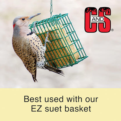 C&S Wild Bird Suet Seed Treat 11 oz & Large Suet Basket Feeder Combo