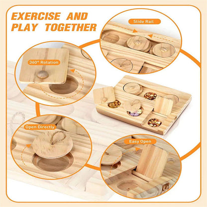 Wooden Hamster Feeder Household Feeding Snack Dispenser