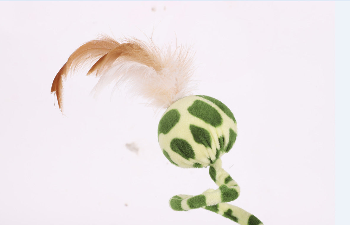 Missy Spring Snake Shape Toy With Feather & Ball