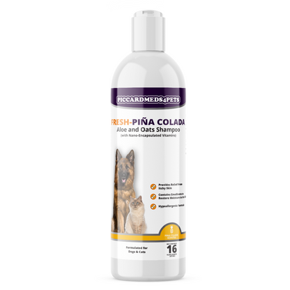 Piccardmeds4pets Fresh Piña Colada Aloe and Oatmeal Shampo untuk Hewan Peliharaan 16 oz.