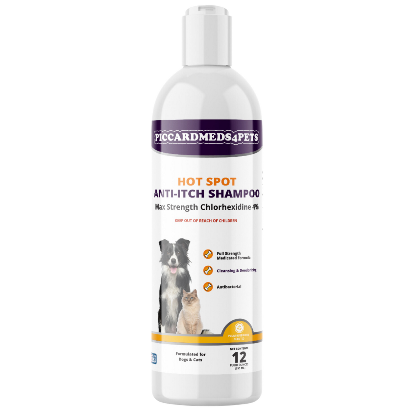 Sampo Anjing Piccardmeds4pets Hot Spot Anti-Gatal Kekuatan Maksimal Klorheksidin 4% 355 ml