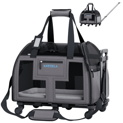 Luxury Lorry Pet Carrier with Removable Wheels and Telescopic Handle