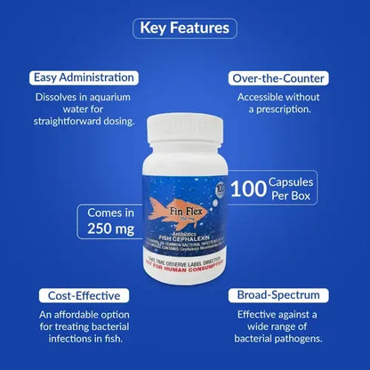 Fish Ceph 250mg Capsules for Aquarium Fish – 100 Count – Water Care Support