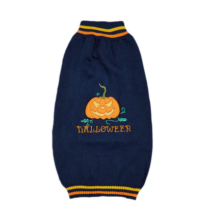 New Halloween Pumpkin Pet Sweater In Blue