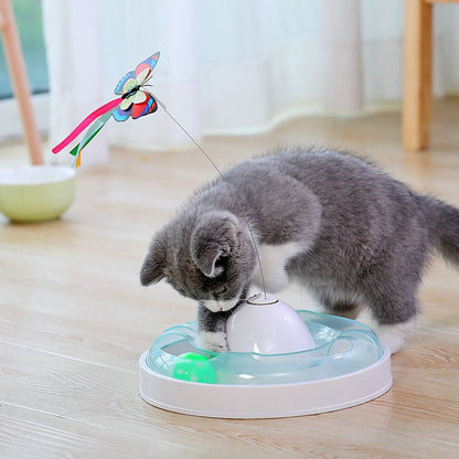 Butterfly toy funny cat stick cat turntable