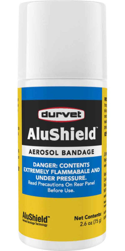 Durvet AluShield Aerosol Bandage 2.6oz Water-Resistant Animal Wound Spray