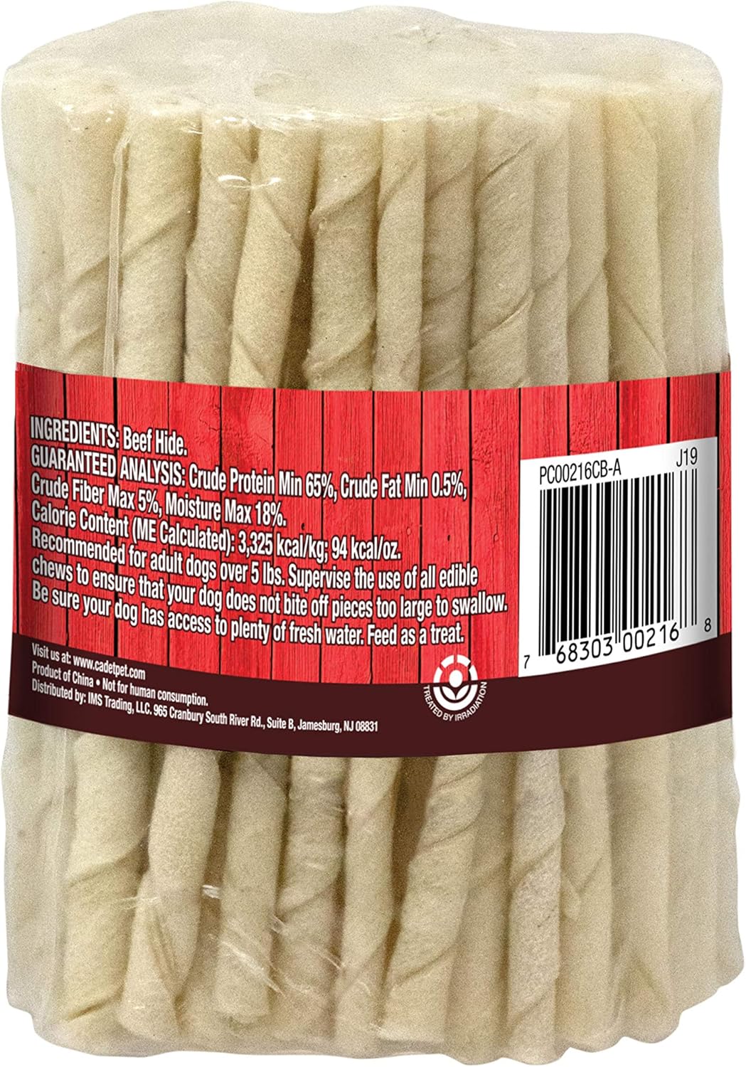 Cadet Beef Hide Rawhide Twists 5-Inch Dog Chews 100 Count