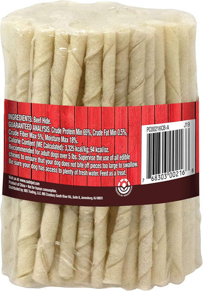 Cadet Beef Hide Rawhide Twists 5-Inch Dog Chews 100 Count