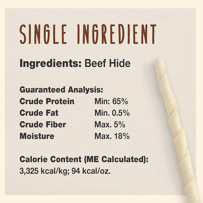 Cadet Beef Hide Rawhide Twists 5-Inch Dog Chews 100 Count