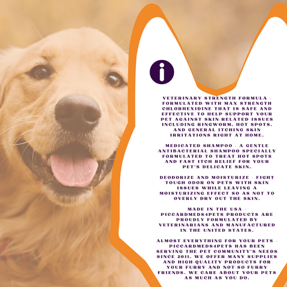 Sampo Anjing Piccardmeds4pets Hot Spot Anti-Gatal Kekuatan Maksimal Klorheksidin 4% 355 ml