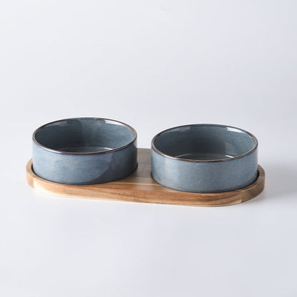Pet Double Bowl Anti-tumble Drinking Water Rice Basin