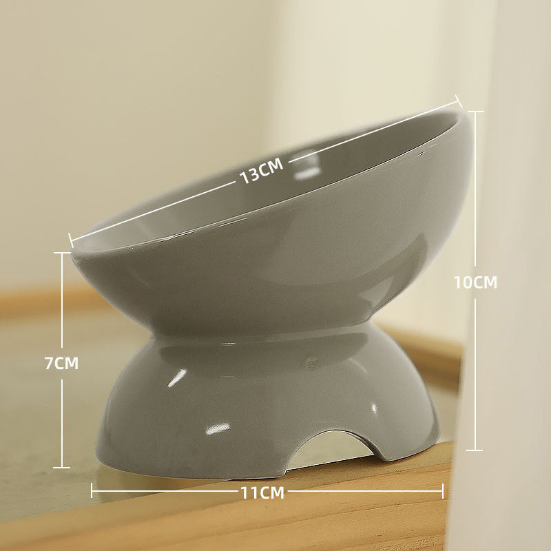 Cat Bowl Ceramic Cat Food Bowl Cat Food Basin Plate Feeding Water Oblique Rice Bowl Feeding Bowl Protecting Cervical Spine Pet Cat Supplies