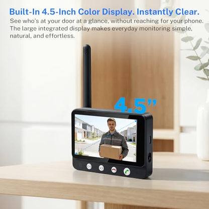 Daxadripo Wireless Doorbell Camera Video Monitor with Display 4.5" Screen Indoor Visual Base Station, Two Way Talk, Smart AI Motion Detection, Night Vision, Cloud Storage.