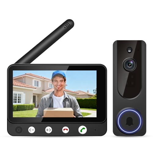 Daxadripo Wireless Doorbell Camera Video Monitor with Display 4.5" Screen Indoor Visual Base Station, Two Way Talk, Smart AI Motion Detection, Night Vision, Cloud Storage.