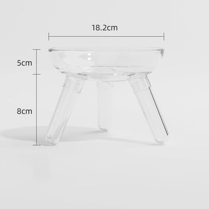 Pet Cat And Dog Feeding Bowl Household Cat And Dog Drinking Water Anti-knock Feeder Transparent Glass Bowl Cat Bowl