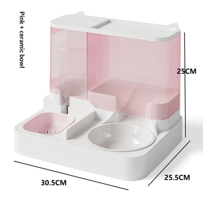 Automatic Feeder And Water Fountain Combo Cat Food Bowl