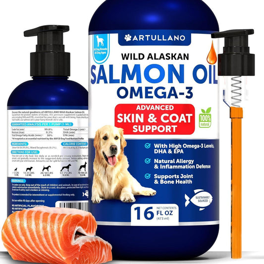 Minyak Salmon untuk Anjing 16 fl oz Omega-3 Alaska Liar