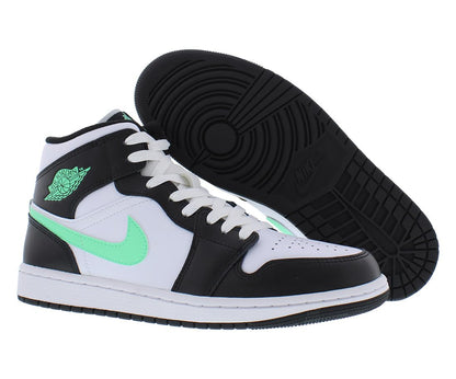 Jordan Nike Air 1 Mid Men's Shoes White/Green Glow-Black DQ8426 103 - Size 11.5