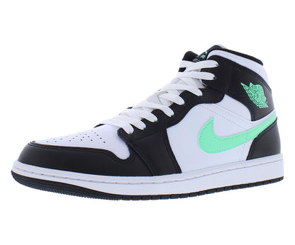 Jordan Nike Air 1 Mid Men's Shoes White/Green Glow-Black DQ8426 103 - Size 11.5