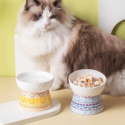 Pet Ceramic High Foot Protective Cervical Bowl