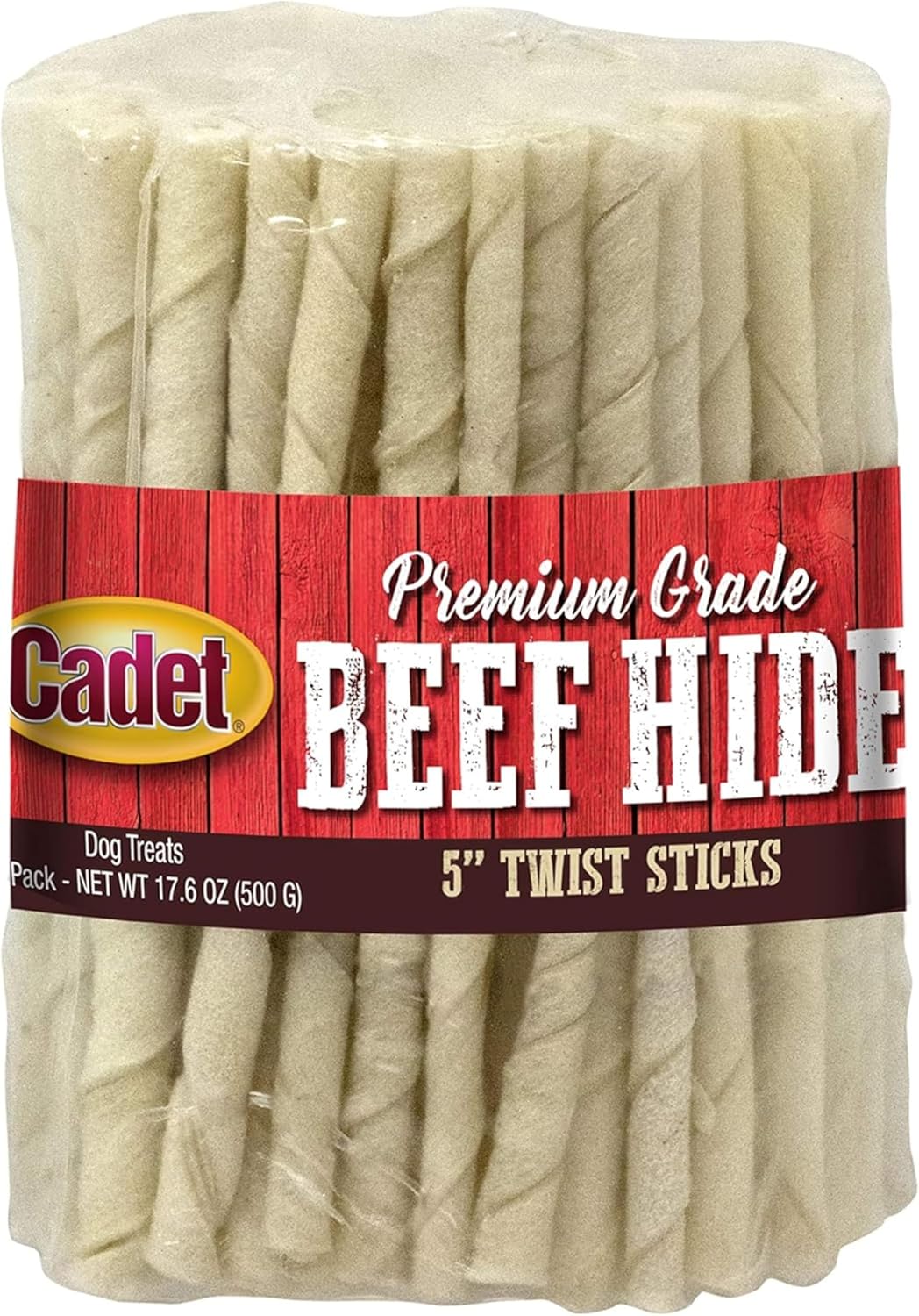 Cadet Beef Hide Rawhide Twists 5-Inch Dog Chews 100 Count