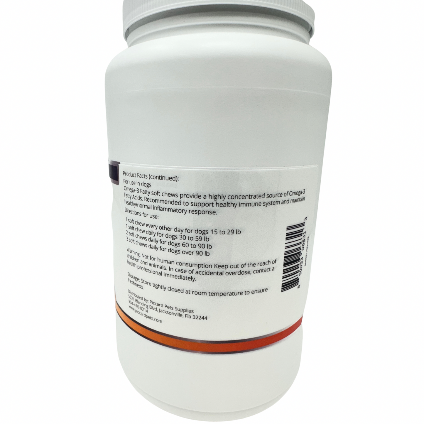 PiccardMeds4pets Omega-3 Kulit dan Bulu untuk Anjing Ras Besar 150 Kunyah Lunak