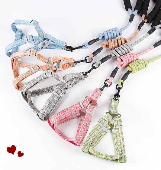Nylon Pitted Fashion Pet Leash Dog Chest Strap Round Rope Chain