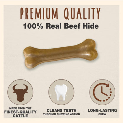 Cadet Pressed Rawhide Bones 6.5" Dog Chews Long Lasting Beef Hide 12 Pack