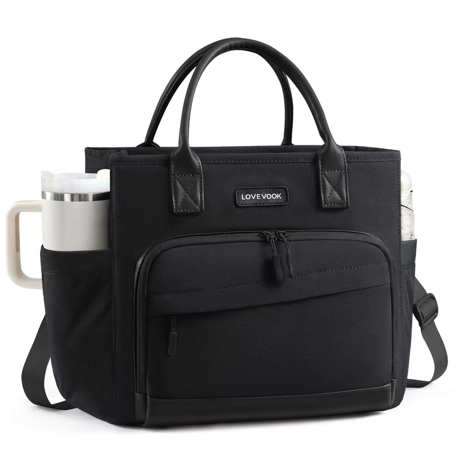 LOVEVOOK Insulated Lunch Box for Women, Leak-Proof Cooler Lunch Bag with Front Pockets, Adjustable Strap, Ideal for for Office, Work & Picnic