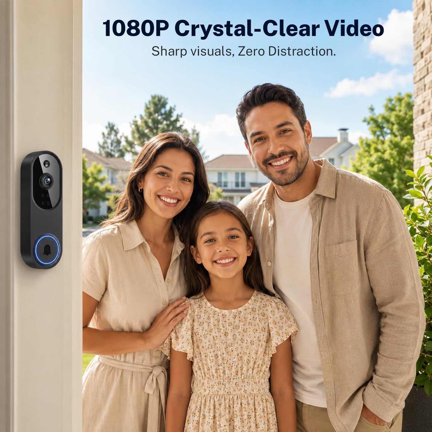 Safemogulix Video Doorbell Camera, Wireless Security Camera, 1080p, Battery Powered, AI Motion Detection, Night Vision, Two-Way Audio, Cloud Storage, 2.4 GWi-Fi, for Visitor, Baby Monitor