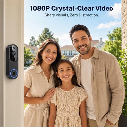 Safemogulix Video Doorbell Camera, Wireless Security Camera, 1080p, Battery Powered, AI Motion Detection, Night Vision, Two-Way Audio, Cloud Storage, 2.4 GWi-Fi, for Visitor, Baby Monitor
