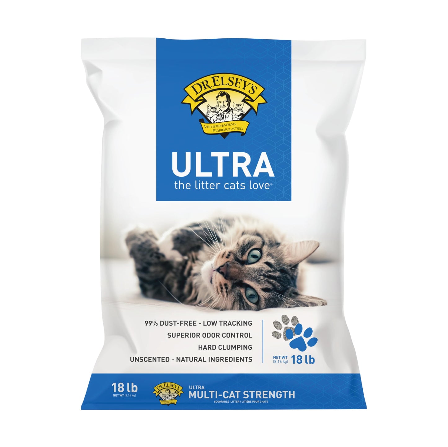 Dr. Elsey's Ultra Premium Clumping Cat Litter, 99% Dust-Free, Low Tracking, Superior Odor Control, Unscented & Natural Ingredients