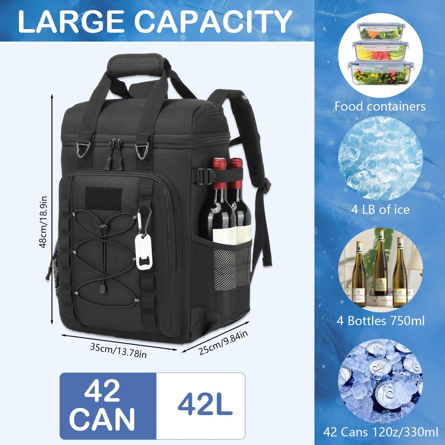 Tactical Cooler Backpack for Men, 42L Large Insulated Backpack for Travel