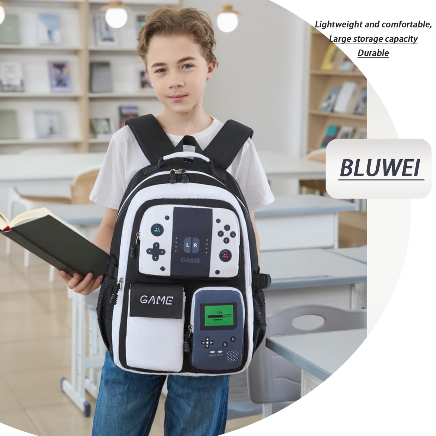 Boys Backpack Kids Bookbag TeensSchool Bag LuminousGame Large capacity bag