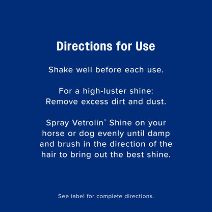 Farnam Vetrolin Shine Coat Conditioner & Shine Spray for Horses Mane Tail 64 oz.