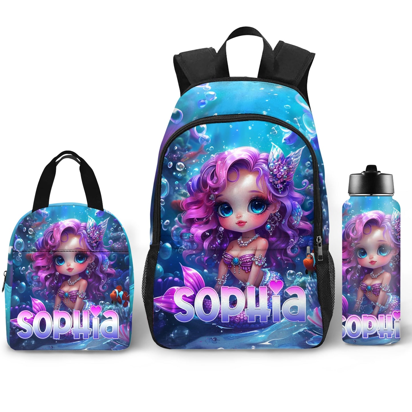 Purgmipth Custom Kids Backpack with Name for Boys Girls, Back to School 18" School Bag Sets with Lunch Bag