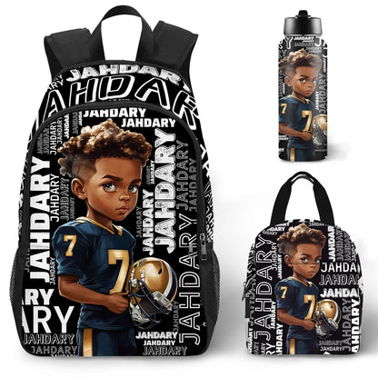 Purgmipth Custom Kids Backpack with Name for Boys Girls, Back to School 18" School Bag Sets with Lunch Bag