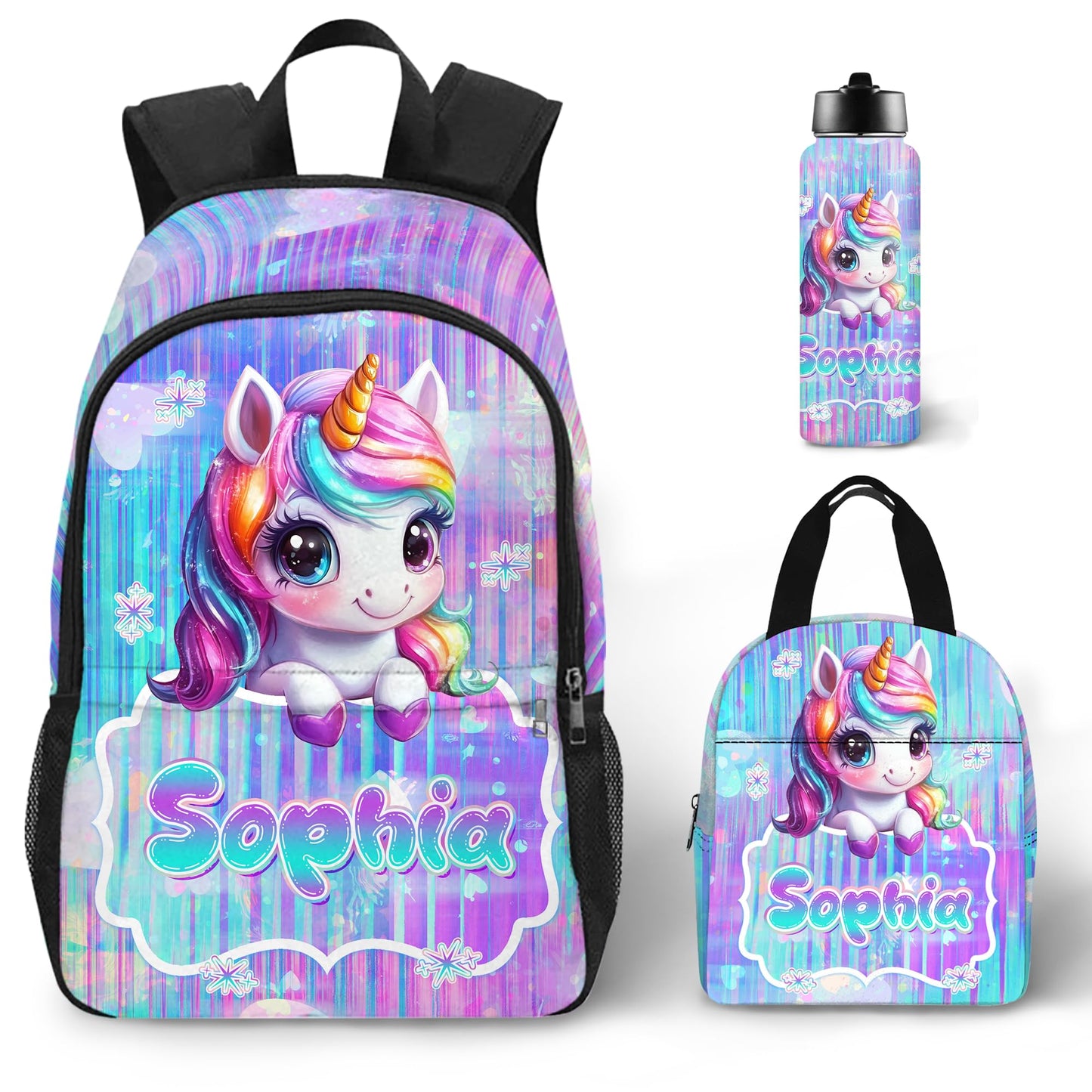 Purgmipth Custom Kids Backpack with Name for Boys Girls, Back to School 18" School Bag Sets with Lunch Bag