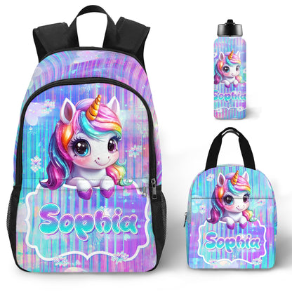 Purgmipth Custom Kids Backpack with Name for Boys Girls, Back to School 18" School Bag Sets with Lunch Bag