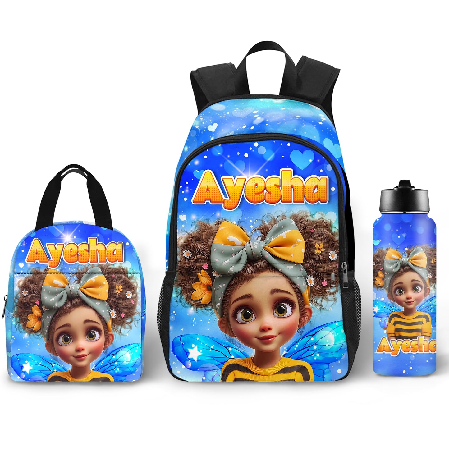 Purgmipth Custom Kids Backpack with Name for Boys Girls, Back to School 18" School Bag Sets with Lunch Bag