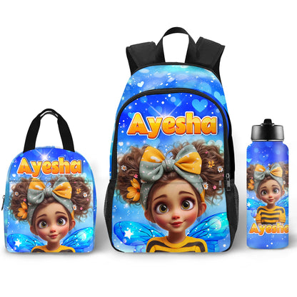 Purgmipth Custom Kids Backpack with Name for Boys Girls, Back to School 18" School Bag Sets with Lunch Bag